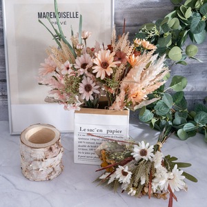 Bouquet de fleurs artificielles Naihui en tissu tissé rose, décoration d'intérieur, accessoires de mariage CF01357 - Product Image 1