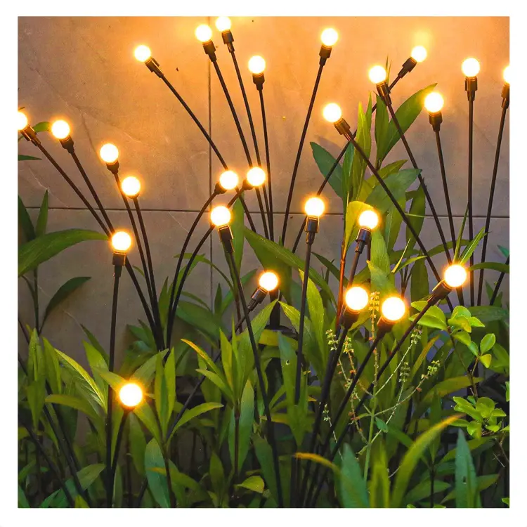 Super Bright Alta Flexibilidade Starburst Balançando Luzes Solar Jardim 8 LED Paisagem Iluminação Solar Powered Firefly Luzes