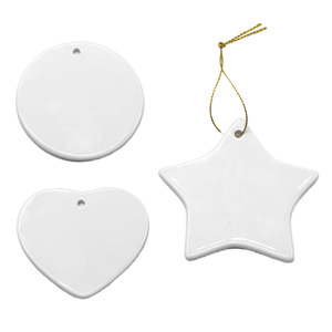 High Quality Wholesale Custom Decoration Sublimation Blank Ceramic Round Christmas Ornaments Personalized <strong>Tree</strong> 8.3x6.7cm - Product Image 1