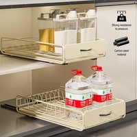 Tiroir organisateur cuisine : Étagère coulissante pour armoire de base/sous évier, rangement plat et bol