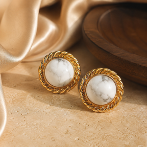 Orecchini a perno rotondi vintage francesi dal design intrecciato, eleganti gioielli alla moda per l'uso quotidiano da donna - Product Image 6