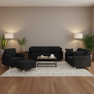 Black Polyester <b>Sofa</b> <b>Set</b> Modern Living Room Furniture Metal Textilene Plywood Design - Product Image 2