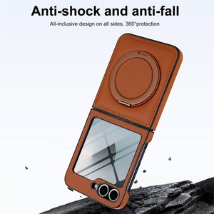 Funda Magnética de Cuero PU para Samsung Z Flip 7 6 5 4 3 con Anillo Metálico, Protector de Pantalla Frontal y Cubierta Trasera Antigolpes - Product Image 4