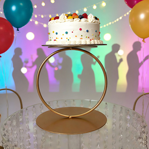 Separatore per Torte Rotondo in Metallo Dorato Ecologico, Espositore Mr&Mrs, Centrotavola per Matrimoni e Anniversari - Product Image 3