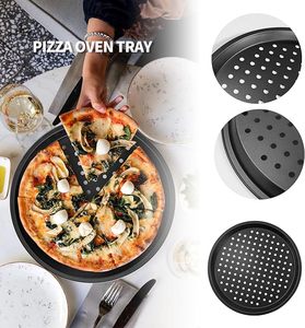 Plaque à pizza perforée antiadhésive avec base en acier au carbone, idéale pour la cuisson de pizzas à croûte croustillante au <span class=keywords><strong>four</strong></span>, pour un usage domestique ou en restaurant - Product Image 4