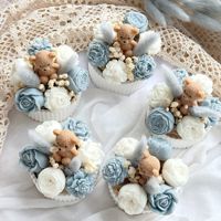 Lilin Votive Dekorasi Bunga Beruang Teddy Laris Manis, Lilin Kedelai Alami Tanpa Asap Tahan Lama, Hadiah Halloween & Pernikahan untuk Bar