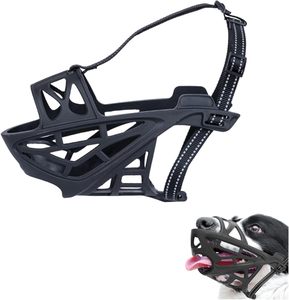 Mascherina per cani in plastica regolabile di lusso traspirante e imbottita Anti-leccatura e Anti-morso per animali domestici con stampa maschera per cani - Product Image 1