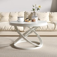 Table basse ronde élégante et moderne en marbre avec base en métal doré, facile à nettoyer, meuble de maison élégant pour salon, chambre, villa