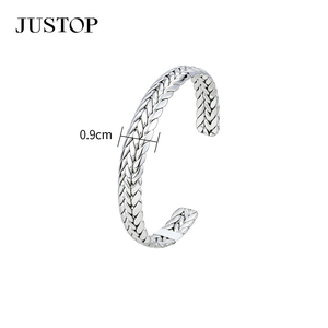 JUSTOP Stainless steel Cuff <b>Bracelet</b> Pyramid Pattern Punk Style Unisex Alloy Bangle 1.1cm Width - Product Image 4