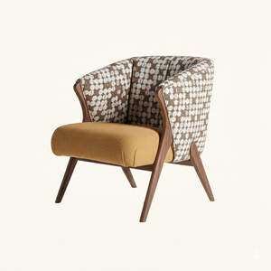 Fauteuil lounge scandinave en bois massif, fait main, ergonomique, réglable, avec revêtement en tissu, moderne, pour salon, bureau à domicile, villa, hôtel - Product Image 1