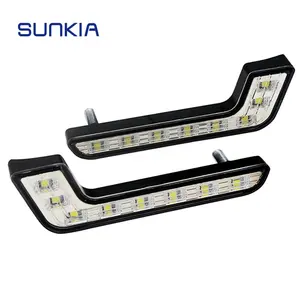 SUNKIA LED gündüz farı L tipi DRL ile On/Off fonksiyonu araba dış işıklar yüksek güç sis sürüş gündüz lambası