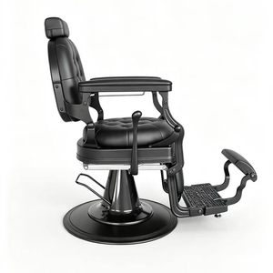 Fauteuils de barbier professionnels tout noirs inclinables, vintage pour hommes - Product Image 4