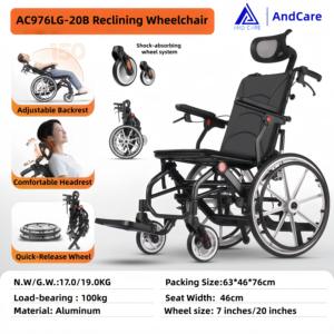 Silla de ruedas reclinable ultraligera de aleación de aluminio para ancianos discapacitados diseño plegable suministros de terapia de rehabilitación - Product Image 2