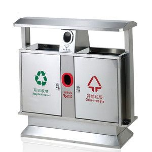 Contenedor de Basura Rectangular de Acero Inoxidable para Exteriores, para Clasificación de Residuos, Uso Comunitario - Product Image 4