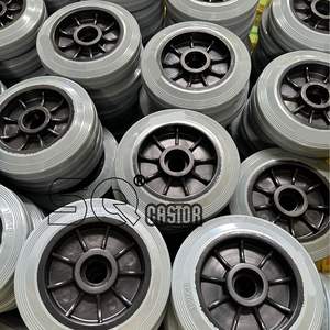 एयरपोर्ट ट्रॉली के लिए पॉलीप्रोपाइलीन व्हील सेंटर व्हील पर 180 मिमी ग्रे सॉफ्ट रबर - Product Image 2