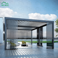 Pavillon de jardin électrique à structure en aluminium, auvent motorisé, abri solaire, structure imperméable, système d'éclairage intelligent, moderne