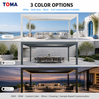 Pergola extérieure TOMA en aluminium étanche avec design à lames orientables, pergola de balcon moderne en aluminium horizontal pour appartement