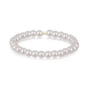 Dylam Elegant Design Vrouwen Fijne Mode Sieraden Dagelijks Te Dragen 925 Sterling Zilver Rhodium Vergulde Eternity Band Parel Ringen