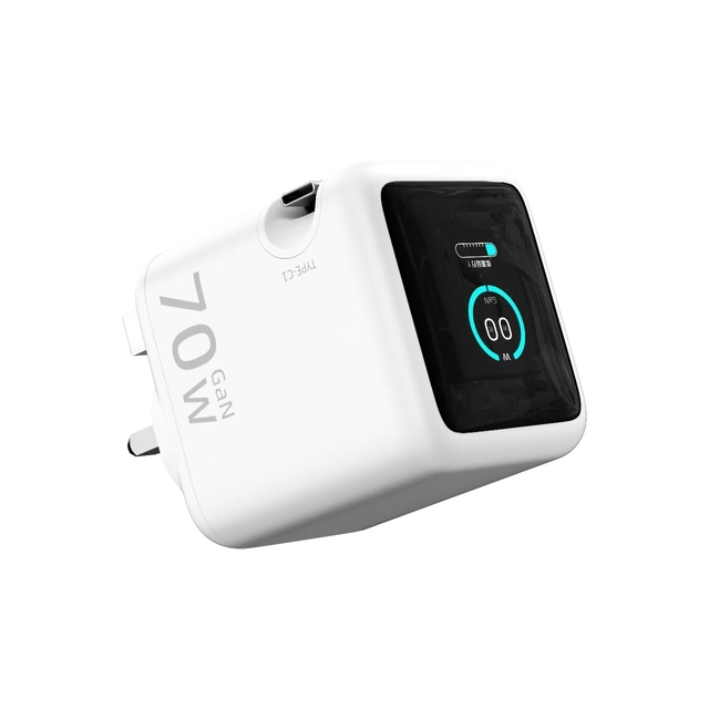70W Dual Port GaN Charger LED Display Fast Charging Station Foldable PD Charger with EU US UK Plug for iPhone 17 16 Samsung