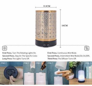 Luxus Diffusor mit ätherischen Ölen Metall Aroma Ultraschall Luftbe feuchter Elektrischer Zerstäuber Diffusor mit 7 Farben wechselndes <span class=keywords><strong>LED</strong></span>-Licht - Product Image 6