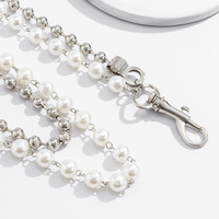Ceinture Chaîne de Perles pour Femme Double Couche Perles Blanches en K Double Anneaux Style Hip Hop Jeunesse Tendance pour Jeans et Jupes