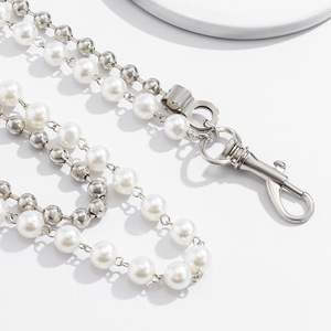 Ceinture à chaîne de perles pour femmes, double couche, perles blanches rondes, style hip-hop, accessoire de mode pour jeunes, pour jeans et jupes - Product Image 4