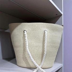 กระเป๋าถือสานลายทางสำหรับผู้หญิง ฤดูร้อน ดีไซน์สวยเก๋ พร้อมสายสะพายเชือกหนา - Product Image 5