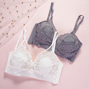 Sous-vêtements confortables floraux sans fil ajustement Triangle tasse Sexy bustier tubulaire Bralette Push up Sexy grande taille dentelle soutien-gorge pour les femmes - Product Image 6