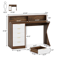 Bureau à domicile moderne 47 pouces petite table d'ordinateur bureau d'angle en bois de haute qualité avec 5 tiroirs support de moniteur Portable réglable
