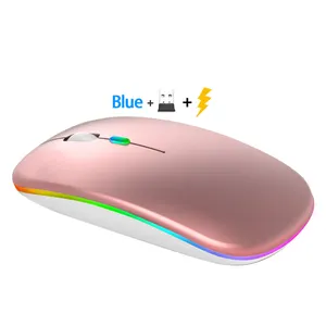 RGB LED sessiz kablosuz fare şarj edilebilir bluetooth çift Model souris sans fil maus kablosuz fare drahtmamau kablosuz fare