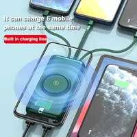 Chargeur sans fil ultra-fin OEM 20000 mAh avec câble intégré, chargeur rapide pour téléphone
