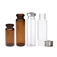 Flacons en verre pour headspace de 10 ml/20 ml, conception à sertir, pour chromatographie en phase gazeuse, avec bouchon à vis fileté de précision, septa en PTFE inclus, 100 pièces
