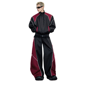 Chaqueta Informal con Cordón Ajustable, Pantalón Acampanado, Poliéster/Nailon Sólido, Deportivo, Ligero, Líneas Reflectantes, Nuevo Diseño, Corte Regular - Product Image 1