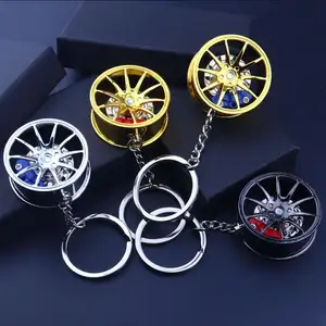 Wheel Rim Model Keychain Car Auto Metal Mini Wheel Rim Tyre Tube Key Chain