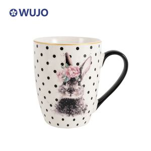 Juego de vajilla completo seguro para microondas Juegos de cena de cerámica de conejo impresos personalizados de Pascua - Product Image 2