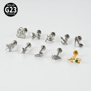 Getta 16G Titanium <span class=keywords><strong>Helix</strong></span> Cartilage Boucle d'oreille Stud Zircon Labret Lip Tragus Nose <span class=keywords><strong>Piercing</strong></span> Plaqué Or Perle Bijoux pour Femmes - Product Image 6