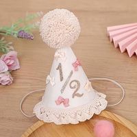 Sombrero de Cumpleaños con Lazo para Niñas, Estilo Boho, Corona Rosa para Bebé, Decoración para Celebrar el Primer Cumpleaños