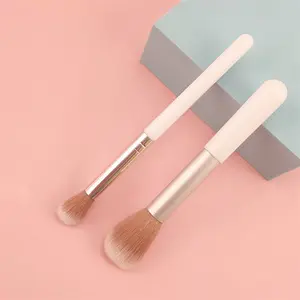 2024 Hot single small white blush brush custom own brand professional synthetic hair single brush makeup