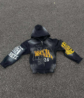 Sweat à capuche vintage pour homme, lavé, 380g, impression DGT, en coton éponge, survêtement d'hiver, sweat à capuche pour l'extérieur
