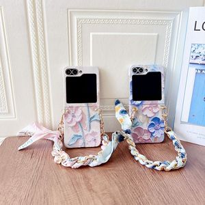 Funda de teléfono HD con diseño de flores para Samsung Galaxy Z Flip 8, cubierta trasera protectora de PC flexible a prueba de golpes, carcasa anticaída - Product Image 4