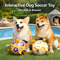 Jouet de football interactif pour chien avec sangles en nylon, balle d'entraînement durable en PU pour l'extérieur, pour les animaux de compagnie