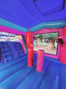 Château gonflable commercial pour enfants avec toboggan aquatique, piscine à balles et aire de saut - Product Image 5