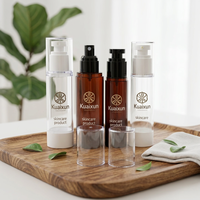 Botella de Vacío para Cuidado de la Piel Amber AS de 15ml-120ml, Bomba sin Aire Negra, Tapa Transparente, Envase para Loción y Suero