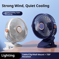Nouveau ventilateur silencieux portable rechargeable avec veilleuse, 3 vitesses, contrôle par bouton, idéal pour dortoir étudiant, chevet, forte puissance de ventilation
