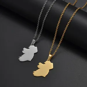 Fabrikant Roestvrij Staal 18K Vergulde Ireland Kaart Charme Ketting Ierland Kaart Hanger Ketting Ketting