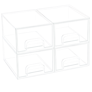 Petits tiroirs <span class=keywords><strong>en</strong></span> acrylique transparents empilables et légers, organiseurs de maquillage pour salle de bain, bacs de rangement, présentoirs de cosmétiques pour coiffeuse - Product Image 1