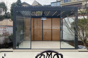 Pérgola Moderna de Aluminio con Motor y Persianas Ajustables, Protección UPF 50+ Contra Rayos UV, Impermeable, Cubierta para Patio Exterior, Gazebo para Jardín o Villa - Product Image 6