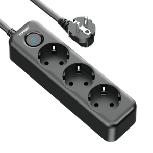 Prise multiple AC anti-surtension avec 3 prises EU, matériau ignifuge, câble de 2m - Meilleure vente - Product Image 1