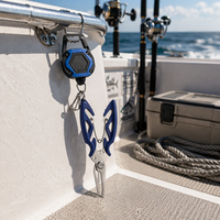 Pince de pêche en eau salée portable, écologique et anticorrosion, avec enrouleur de ligne rétractable, clip robuste en acier inoxydable, équipement marin