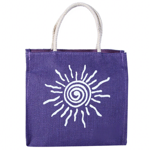 High Quality Purple Jute <b>Canvas</b> <b>Tote</b> Bag With Printing Zipper Closure White Rope Handles All Seasons Shopping Bag For Bulk Sale - Product Image 2